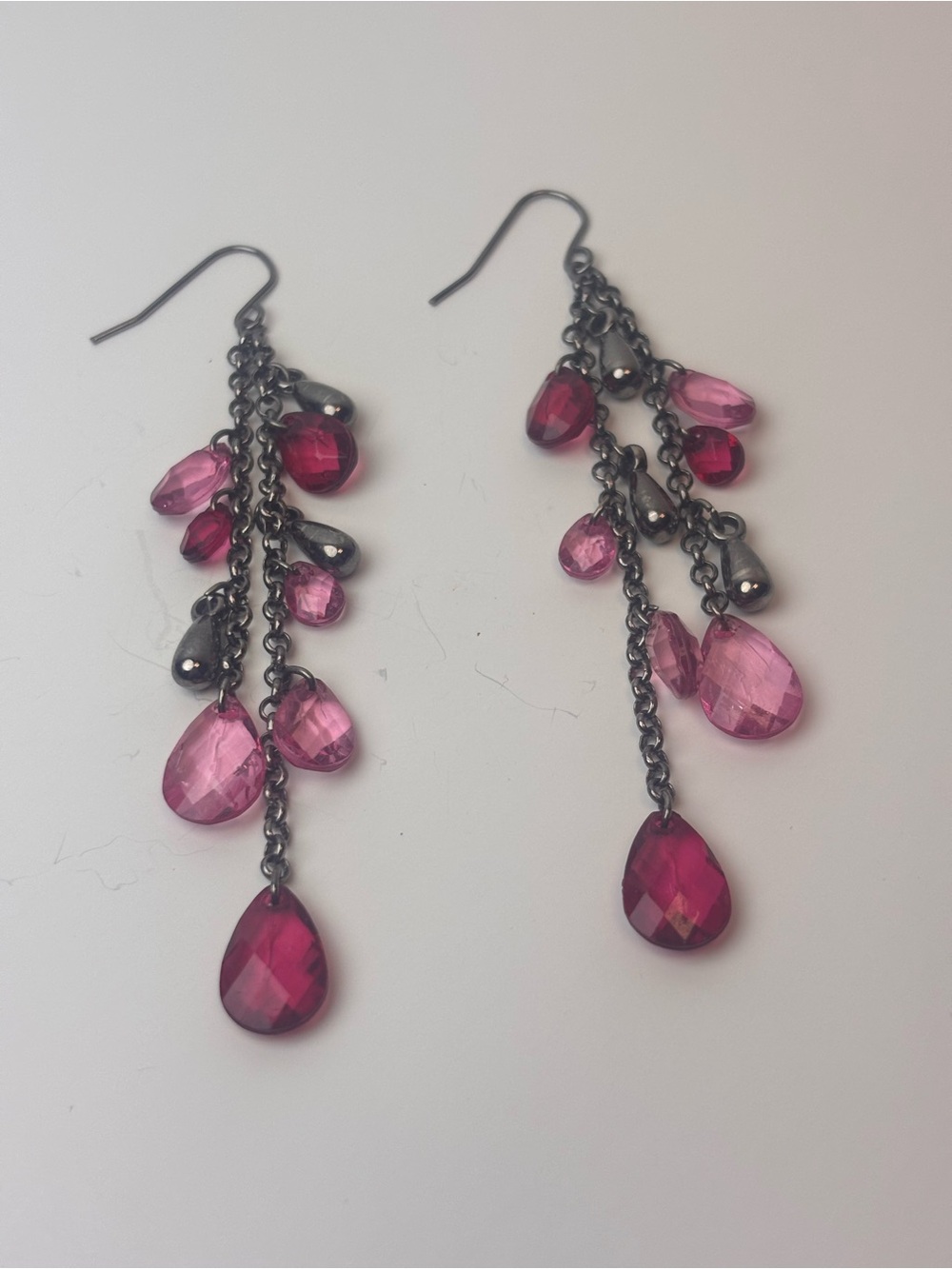 Pink & Magenta Cascading Teardrop Earrings